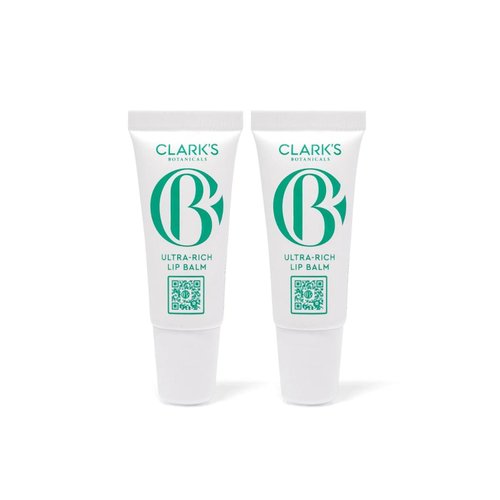 Clark's Botanicals Mini Ultra Rich Lip Balm: Travel Size Plumping Moisturizer with Collagen and Shea, Mango & Avocado Butter + Vitamin E, Stimulating Organic Lip Treatment | 0.14 fl oz (Pack of 2)