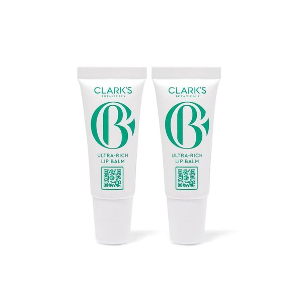Clark's Botanicals Mini Ultra Rich Lip Balm: Travel Size Plumping Moisturizer with Collagen and Shea, Mango & Avocado Butter + Vitamin E, Stimulating Organic Lip Treatment | 0.14 fl oz (Pack of 2)