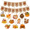 Thanksgiving Decorations, Give Thanks Banner, Thanksgiving Banner Party Decorations with 12pcs Hanging Swirls, Fall Banner with Turkey Decorations for Home Outdoor Indoor Office Classroom, Fall