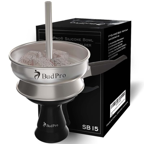 BudPro Hookah Bowl Set - Silicone Hookah Bowl with Heat Management Device Screen kit Charcoal Holder