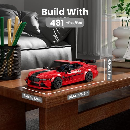 Mould King Speed Champion M8 Racing Car Building Kit with Acrylic Display Case, 27072 Collectible Model Car Kits, Building Blocks Kit Racing Toy Cars for Adult Kids 8+(481 PCS)