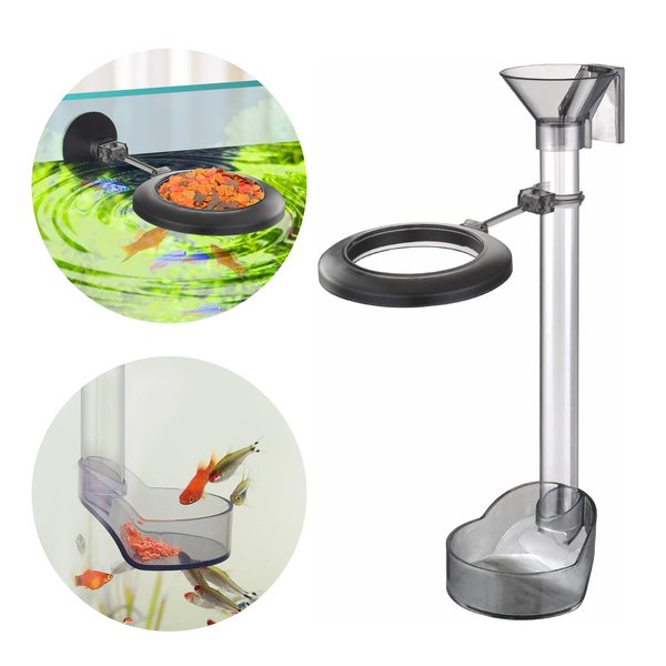 UPETTOOLS Shrimp Feeding Dish Set, Aquarium Fish Feeder Tube Kit Clear Durable Fish Shrimp Feeding Tube with Feeding Ring, Cleaning Brush for Fish Tank