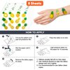 Pineapple Temporary Tattoos (8 Sheets 96PCS) Gold Pineapple Party Decorations Favors Supplies Summer Theme Birthday Cute Stickers Christmas Gifts for Boys Girls Class School Prizes Carnival