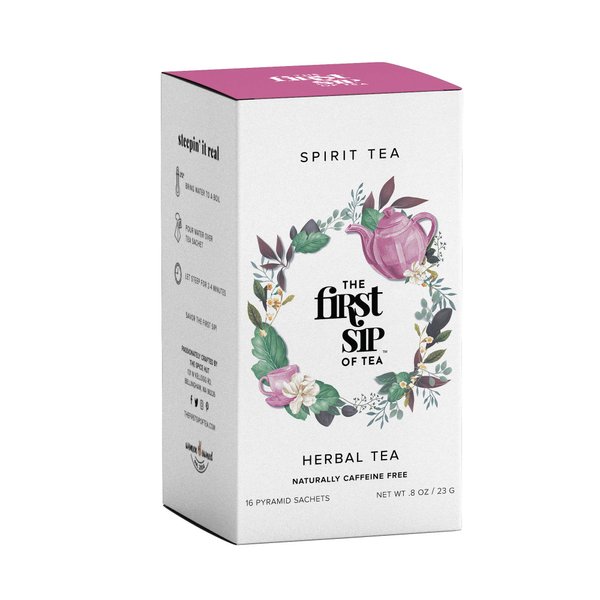 Spirit Tea, Herbal Tea Bags, Chamomile, Lavender, Rose, Cloves, Caffeine-Free, Calming Stress Relief & Health Support Evening Tea - 16 Cups | The Spice Hut, First Sip Of Tea