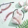 Flutesan 50 Pack Drawstring Baseball Party Favor Bags Plastic Baseball Snack Bags Baseball Goodie Bags Baseball Gift Bags for Kids Boys Birthday Baseball Theme Party Supplies, 6 x 8 Inch (Baseball A)
