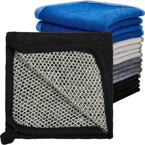 8 Pcs Exfoliating Washcloths Man Wash Face Cloths Rustic Dual Sided Bath Washcloth 9.8 x 9.8 Inch Facial Cleansing Cloths Body Face Scrubber Men Exfoliating Shower Towel for Body and Face, 4 Colors