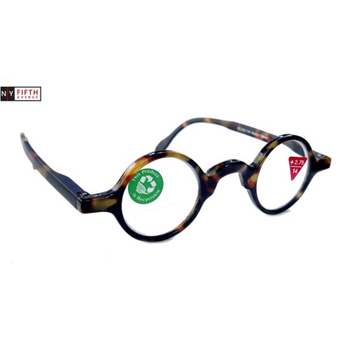 Cecilia, Premium Reading Glasses, High End Readers +1.25 to +3 Magnifying, Circle Optical Frames. Round Tortoise Brown. NY Fifth Avenue.