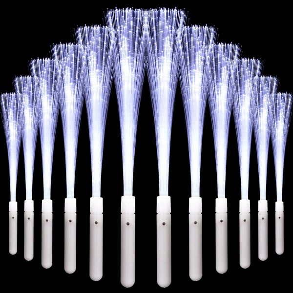 36 Pack Glow Sticks Light Up Fiber Optic Stick Glow Wands Bulk with 3 Flashing Models for Christmas July 4th Party Favors Birthday Wedding Bachelorette Concerts Clubs (36 White)