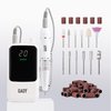 GAOY Rechargeable Cordless Nail Drill for Beginners, Electric Nail File with 12 Nail Drill Bits and Sanding Band Set for Acrylic and Gel Nails, White