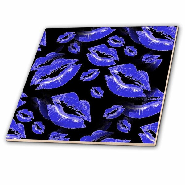 3dRose Two Kisses Collided Lip Bold Blue Lips Pattern - Tiles (ct_357235_6)