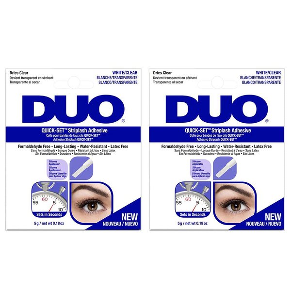 DUO Quick-Set Clear False Strip Lash Adhesive, Dries Invisible 0.18 oz x 2 Packs