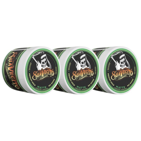 Suavecito Pomade Matte (No Shine) Formula 4 oz, 3 Pack - Medium Hold Hair Pomade For Men - Matte Hair Paste For Natural Texture Hairstyles