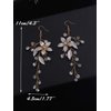 Denifery Handmade Earrings Flower Chandelier Earrings Bridal Earrings Flower Leaf Earrings Pearl Wedding Dangle Earrings Statement Rhinestone Earrings Jewelry for Wedding Party Daily Wear (Style 2)