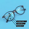 Foster Grant Men's Braydon Multifocus Rectangular Reading Glasses, Matte Navy Blue/Transparent, 54 mm + 1.25