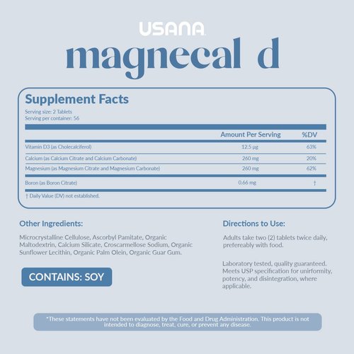 USANA MagneCal D - Balanced Magnesium and Calcium Fortified with Vitamin D to Support Bone Health* - 112 Tablets - 28 Day Supply