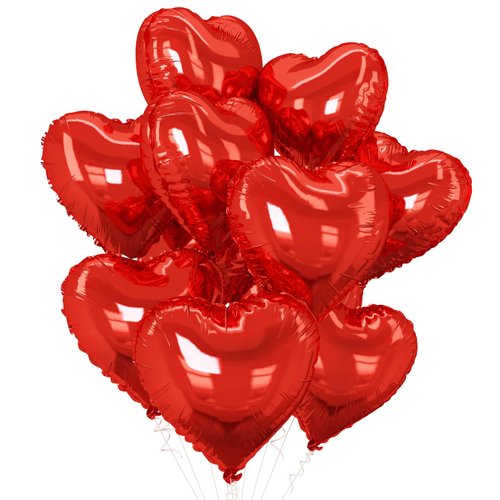 GRESATEK Red Heart Balloons,10Pcs Red Foil Heart Shaped Love Balloons,18Inch Red Helium Mylar Balloons for Valentines,Engagement,Brithday,Baby Shower,Wedding Party Decorations