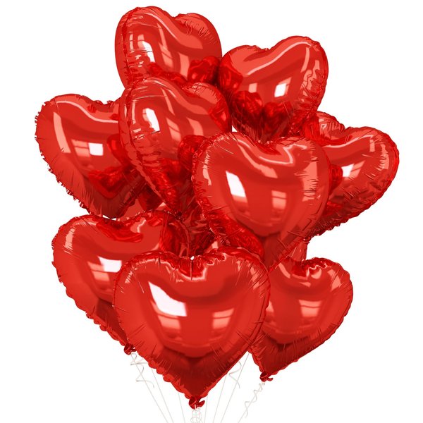 GRESATEK Red Heart Balloons,10Pcs Red Foil Heart Shaped Love Balloons,18Inch Red Helium Mylar Balloons for Valentines,Engagement,Brithday,Baby Shower,Wedding Party Decorations