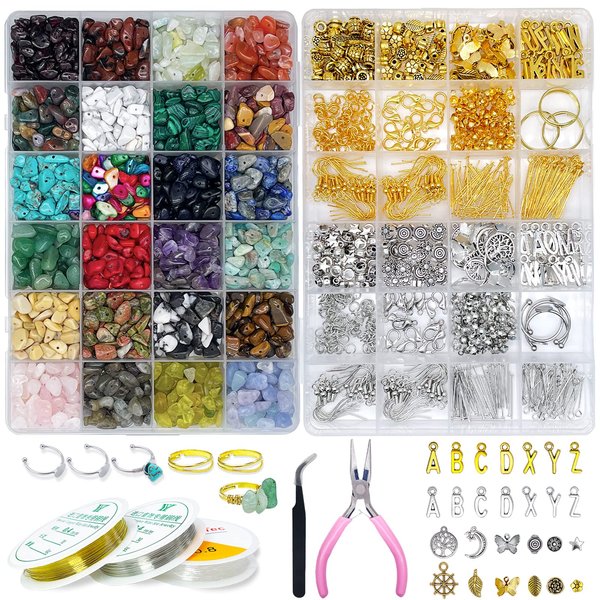 ygorios Jewelry Making Kit for Adults - 1760 PCS Crystal Beads for Jewelry Making, Jewelry Making Supplies with 960 PCS Crystal Beads, 800 PCS Jewelry Findings, DIY Jewelry Bracelet, Earring (Crystal)