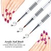 3 Pieces Kolinsky Acrylic Nail Brush 3D Nail Art Brush with Silver Metal with Non-slip Handle (Silver,Size 2, 4, 5)