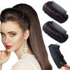 Bump It Up Volume Hair Bun Invisible False Hair Clip Hair Base Bump Fluffy Hair Pad Styling Increased Insert Tool Hairstyles Natural Extension DIY Accessories for Women Girls 2 Pieces(Dark Brown)