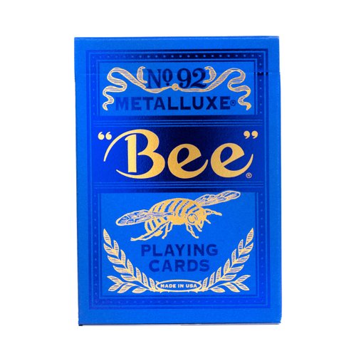 Bee MetalLuxe Playing Cards - Blue Foil Diamond Back, Standard Index