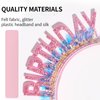 Doneace Birthday Girl Headband Glitter Pink Tassel Tiara Happy Birthday Crown Hairband for Women Girls Kids, 'Happy Birthday' Headpiece for Party Favors Hair Accessories Decorations 1Pcs Pink