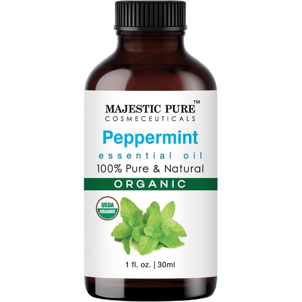 Majestic Pure Organic Peppermint Essential Oil - 100% Pure Peppermint Oil for Aromatherapy, Massage & Topical Uses, Perfect for Diffuser & Essential Oil Diffuser - 1 Fl OZ