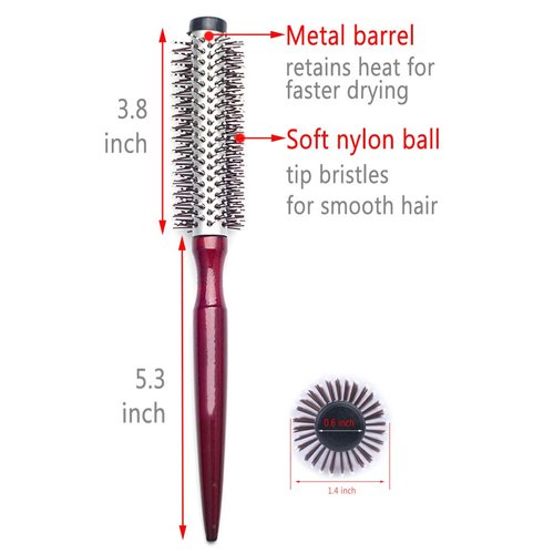PERFEHAIR Small Round Hair Brush for Blow Drying, Mini Roller Styling Brushes for Dry, Curly Hair-1.4 Inch