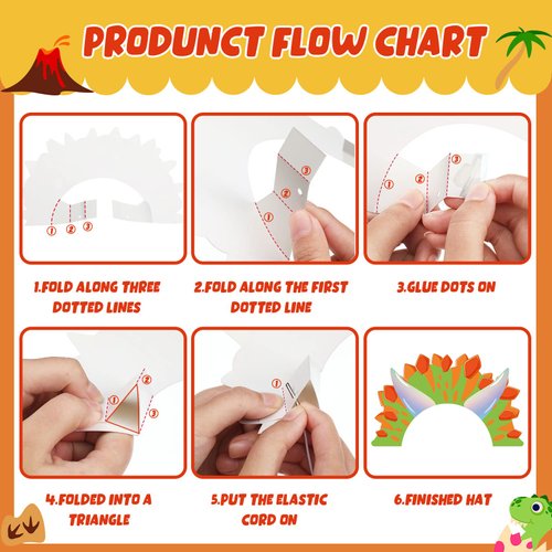 32 Pcs Dinosaur Party Hats - Adjustable Dino Tiaras, Headbands, and Crowns with Ropes for Kids Theme Decoration and Supplies, 16 Styles