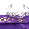 YARIEW 60th Birthday Decorations Purple Crown + 60 & Fabulous Birthday Sash + Pearl Pin Set, 60th Birthday Sash and Tiara for Women, Happy 60th Birthday Gifts for Women, 60th Birthday Party Favor