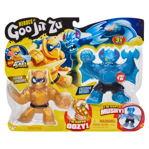 Heroes of Goo Jit Zu Water Blast Versus Pack - 2 Action Figure Pack Including Exclusive Golden Figure, Pantaro Vs Battaxe