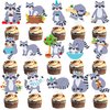 48Pcs Raccoon Theme Cupcake Toppers Woodland Animal Birthday Party Decorations Cartoon Raccoon Cake Topper Decorations for Woodland Theme Baby Shower Forest Animal Party Supplies