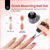 Beetles Nail Blooming Gel and Top Coat No Wipe Gel Nail Polish Set 2 Pcs 15ml Upgrade Super Shiny for Spreading Effect Marble Natural Stone Watercolor Floral Print Soak Uv Lamp off Nail Gel