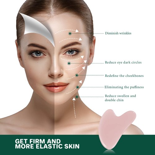 Gua Sha Facial Tools, GuaSha Massage Tool Guasha Board for SPA Acupuncture Therapy Trigger Point Treatment, Gua Sha Scraping Massage Tool (Pink)