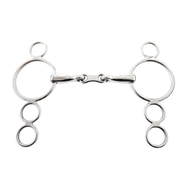 Korsteel Stainless Steel French Link 3 Ring Dutch Gag Bit, 5.5"