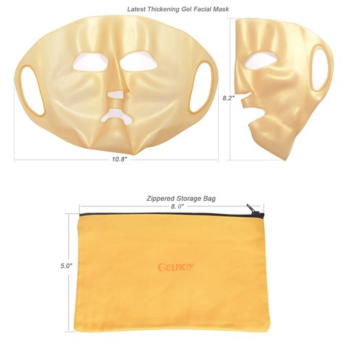 GELMAY 2 Pack Gold Moisturizing Face Mask - Silicone Facial Mask Sheet - Reusable 3D Face Mask Cover for Women Skincare - Hydrotherapy Patch Wrap for Beauty Prevent Evaporation