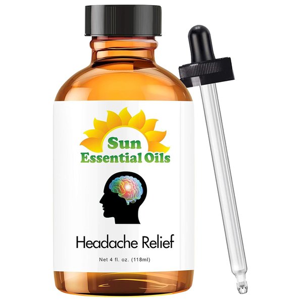 Sun Essential Oils - Headache Relief Blend Essential Oil (Huge 4 Ounce Bottle) Bulk - Head Ease Essential Oil