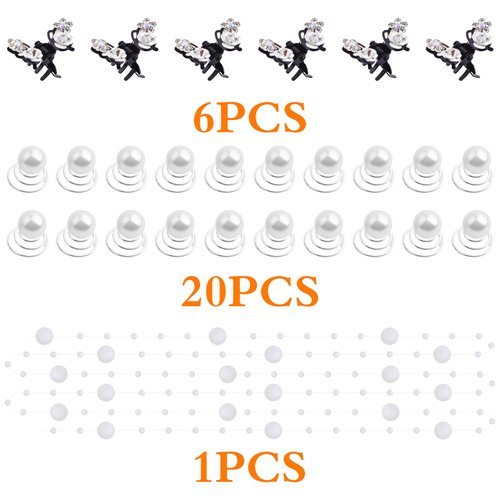 6pcs Butterfly Rhinestone Claw Hairpin Clips, 20pcs Pearl Spiral Bridal Hair Clips, 1pcs Wedding Braided White Handmade Beaded Headpiece Hair Accessories for Women Girls Prom Party