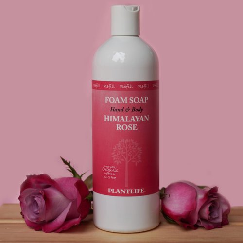 Plantlife Himalayan Rose Foam Soap - Plant-based Foam Soap for All Skin Types - Ideal for use as a Hand & Body wash, Shaving Cream, and Foaming Fun for Kids - Made in California 16 oz