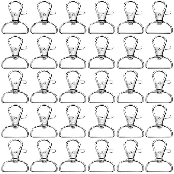 Swivel Clasp Swivel Snap Hooks Trigger Clips 1 Inch D Rings Metal Lobster Claw Clasps for Making Snap Tabs, Keychain Hardware, Purse Hardware, 40 Pcs