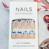 4th of July Decoration for Nails Fake Nails Five Pointed Stars Cherry Designs French Tip Press on Nails，Full Cover Almond Artificial Fingernails Nail Decoration Nails for Women Independence Day