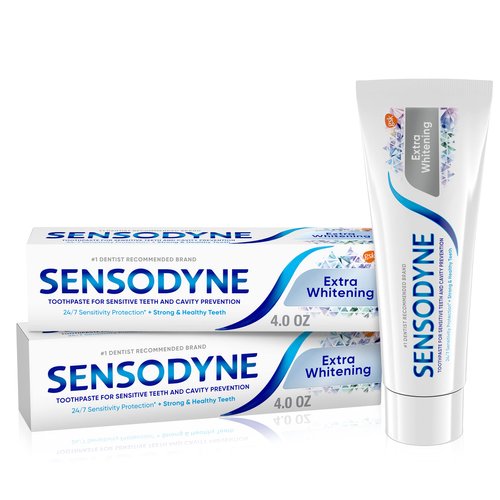 Sensodyne Extra Whitening Toothpaste for Sensitive Teeth, Cavity Prevention and Sensitive Teeth Whitening - 4 Ounces (Pack of 2)
