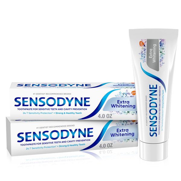 Sensodyne Extra Whitening Toothpaste for Sensitive Teeth, Cavity Prevention and Sensitive Teeth Whitening - 4 Ounces (Pack of 2)