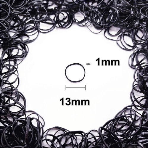 Tesvyns 1500pcs Mini Hair Rubber Bands, Non-slip Rubber Hair Bands for Girls, Elastic Hair Ties(0.5 inch) Black