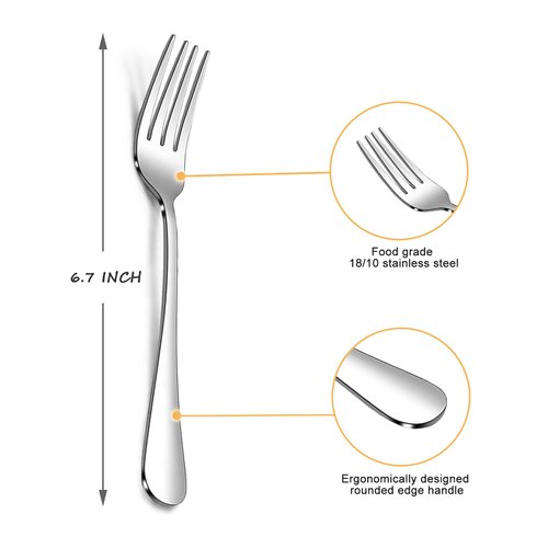 SANTUO Dessert Forks Set - 8-piece Stainless Steel Salad Forks Cream Fork Flatware Set Reusable for Household Use or Camping - Silver 6.7 Inches