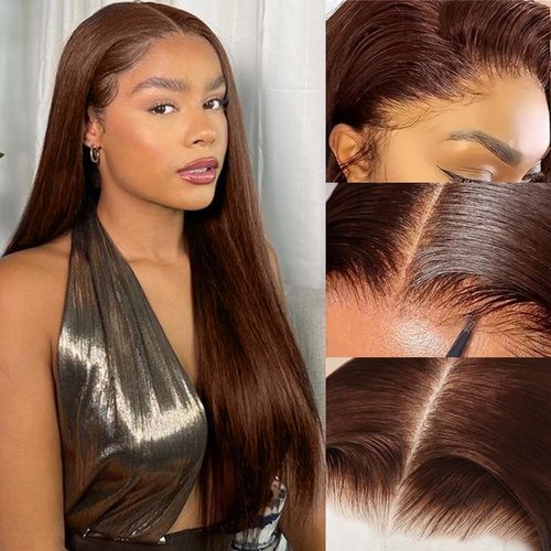 TENACOO Chocolate Brown Glueless Wigs Human Hair Pre Plucked Pre Cut 9x6 Wear And Go Glueless Wig Brown Lace Front Wigs Human Hair 200% Density Long Brown Glueless Wig 22 inch