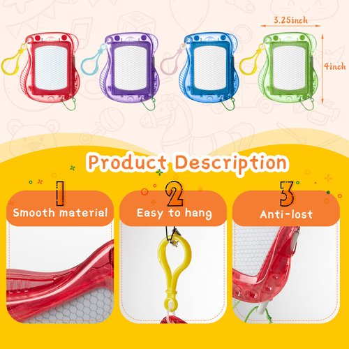 24 Pcs Mini Magnetic Drawing Boards Doodle Board for Kids Backpack Keychain Clip Drawing Board Erasable Sketch and Painting Pad for Classroom Rewards Party Favors Goodie Bag Stuffers (Bear)