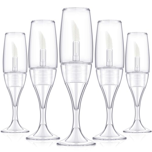 20 Pieces 8 ml/ 0.27 oz Lip Gloss Tubes Mini Wineglass Shaped Empty Lip Gloss Tube Lip Balm Containers Mini Refillable Bottles Lip Glaze Container with 2 Pieces Funnels for Women Girls (Transparent)