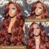 SPOU 30 Inch Reddish Brown 180 Density Body Wave HD Lace Frontal Wigs Human Hair 13X6 Lace Front Wigs Human Hair 350# Body Wave Human Hair Wig Pre Plucked for Women Human Hair Wig
