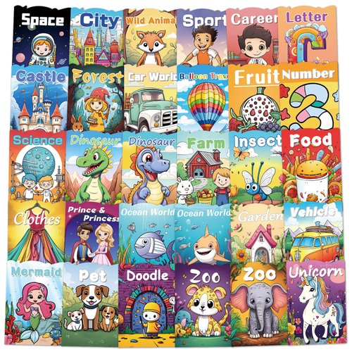 30Pcs Bulk Coloring Books for Kids Ages 2-4 4-8 8-12 Small Coloring Books for Kids Birthday Party Favors Gifts School Classroom Activity Supplies Holiday Goodie Bags Stuffers Includes Dinosaur Animal
